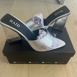 Brand New In Box Raid London Selena Croc-Embossed Heeled Dress Sandals